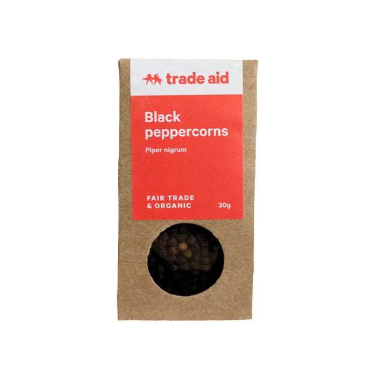 TRADE AID ORGANIC BLACK PEPPERCORNS 30G