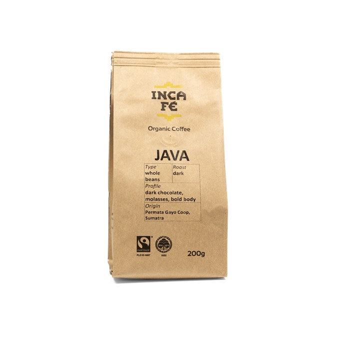 INCA FE JAVA WHOLE COFFEE BEANS 200G – Simply Organic NZ