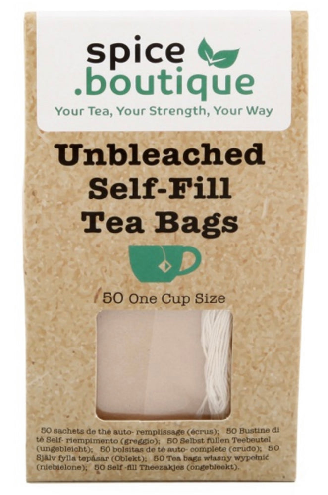 SPICE BOUTIQUE UNBLEACHED SELF FILL TEA BAGS 50 PACK