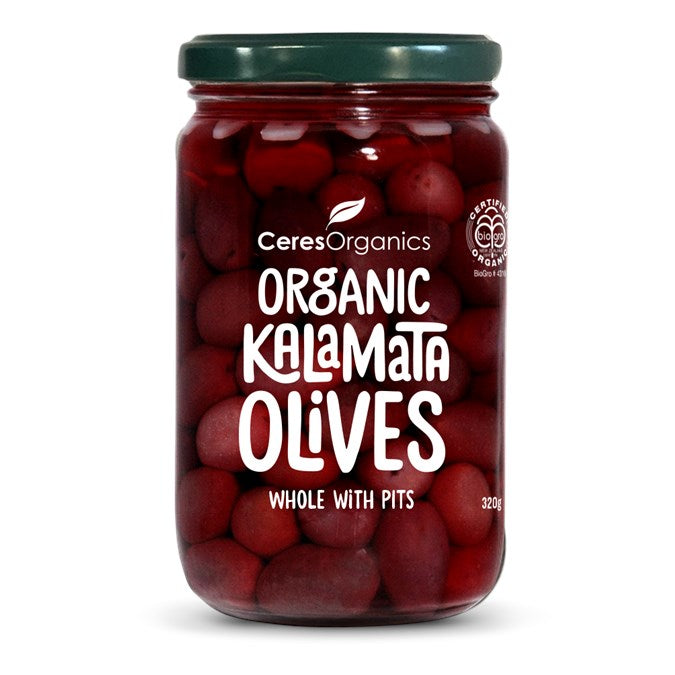 CERES ORGANIC KALAMATA OLIVES WITH PITS 320G