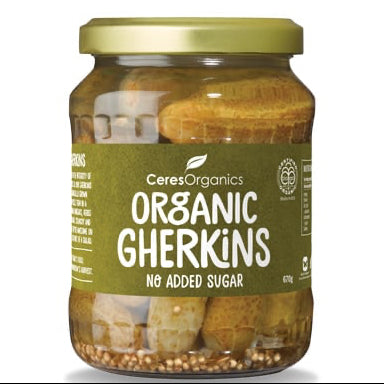 CERES ORGANIC WHOLE GHERKINS NO ADDED SUGAR 670G