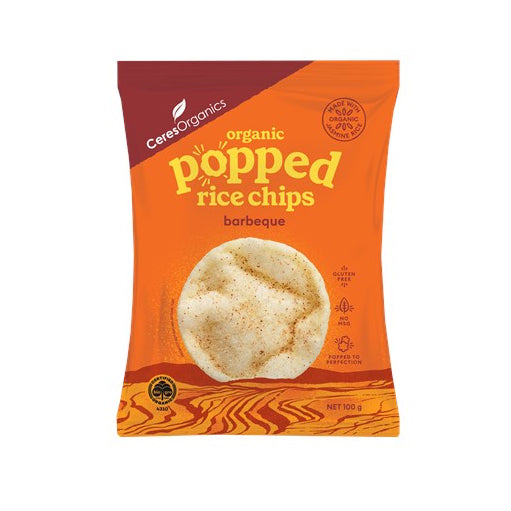 CERES POPPED RICE CHIPS BBQ 100G