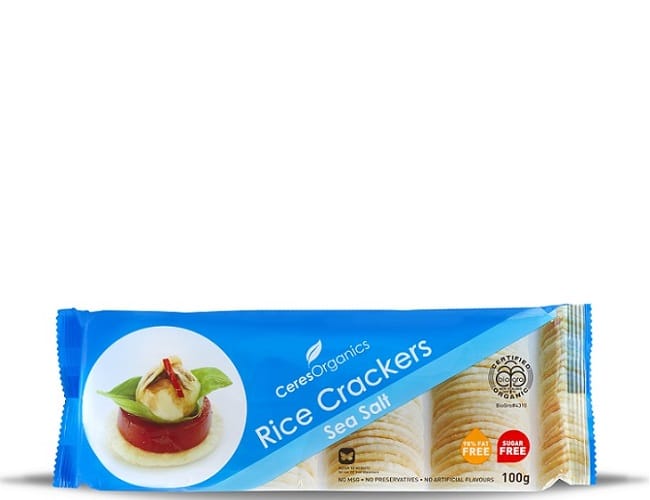 CERES ORGANIC RICE CRACKERS SEA SALT 100G