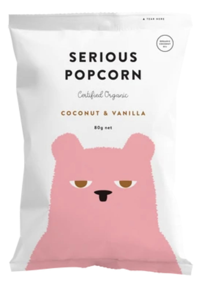 SERIOUS FOODS POPCORN COCONUT VANILLA 80G