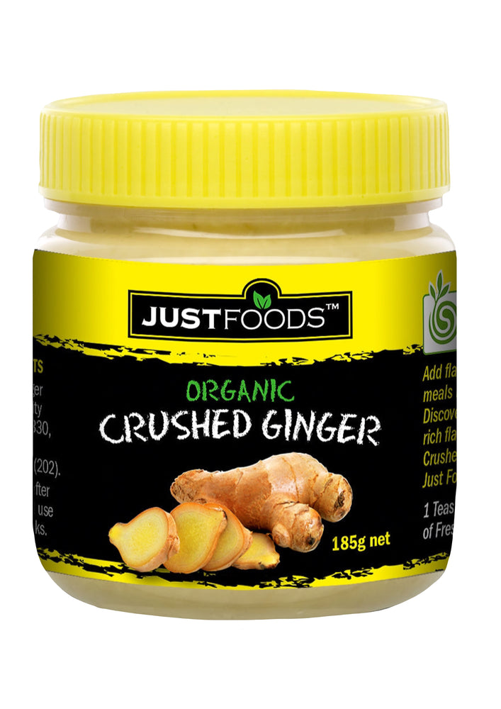 JUST FOODS ORGANIC CRUSHED GINGER 185G