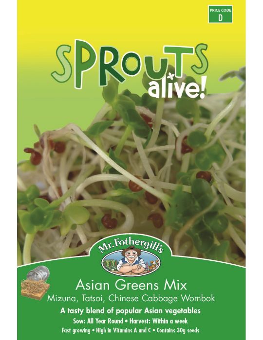 MR FOTHERGILLS SPROUTS ALIVE ASIAN GREENS SPROUTING SEEDS