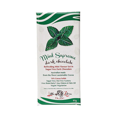 LITTLE ZEBRA MINT 72% CHOCOLATE BAR 85G