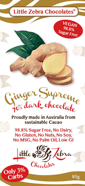 LITTLE ZEBRA GINGER SUPREME KETO CHOCOLATE BAR 85G