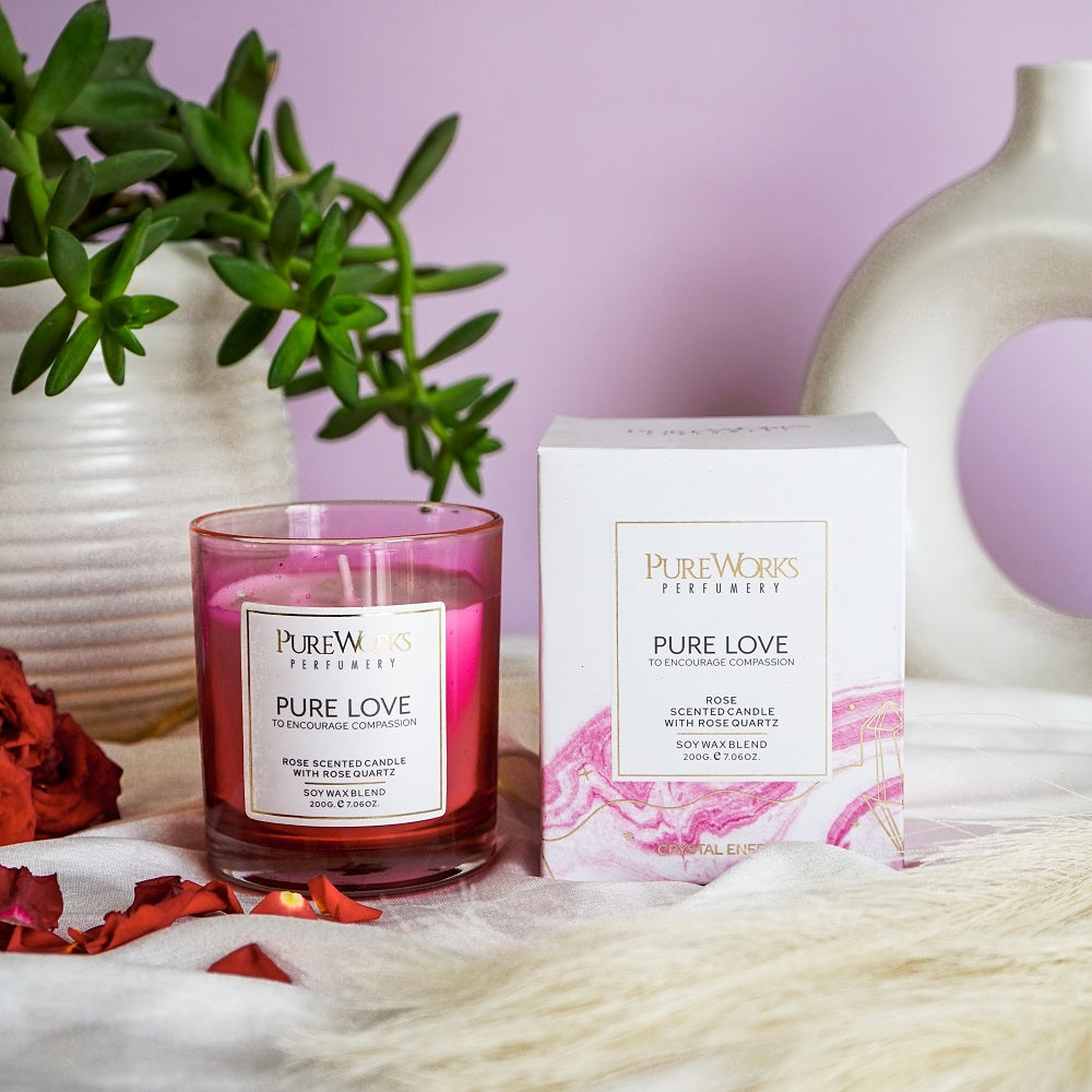 PUREWORKS PURE LOVE CANDLE WITH CRYSTALS