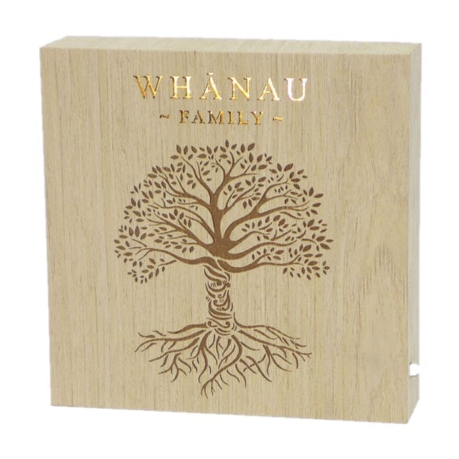 WOODEN LED BLOCK WHANAU - FAMILY
